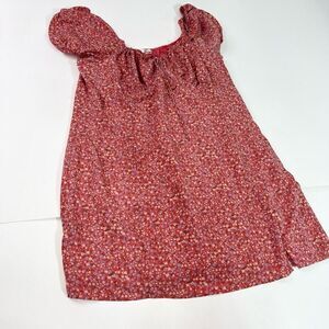 BP Dress Womens 3X Red Floral Off Shoulder Babydoll Y2K 90s Puff Sleeve Mini